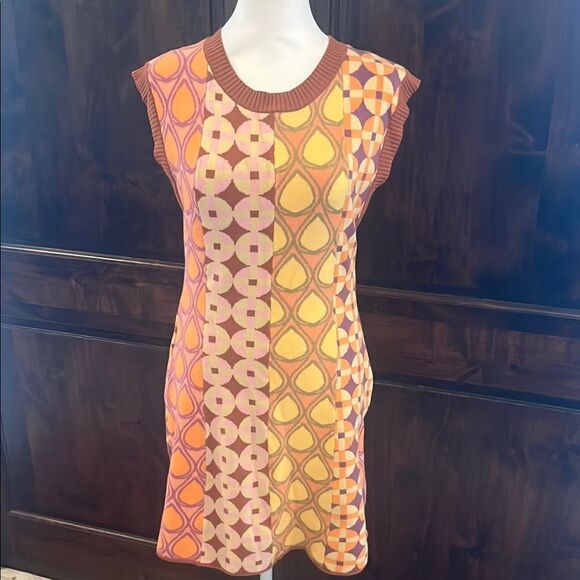 Free People Mira Orange Sleeveless Mini Sweater Dress, size M - Picture 1 of 11